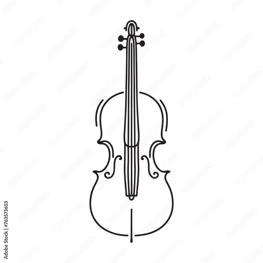 Fototapeta premium Cello one line. musical instrument cello in one solid line, graphic illustration