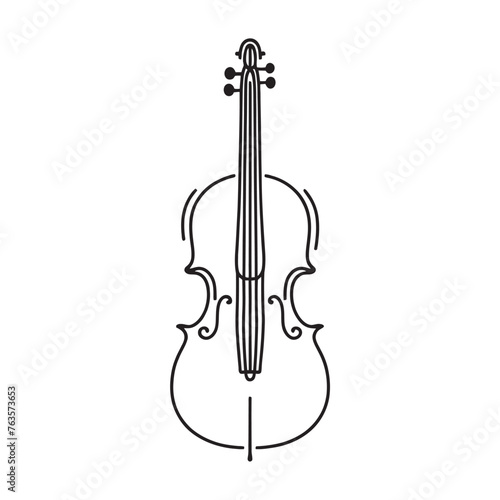 Cello one line. musical instrument cello in one solid line, graphic illustration