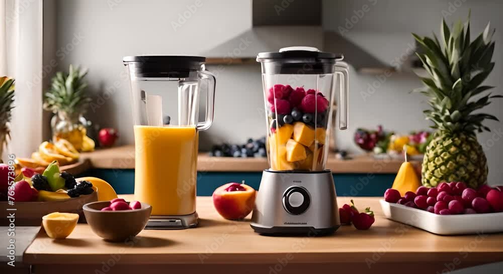 Fruit smoothie in the kitchen. Fruit smoothie in the kitchen.