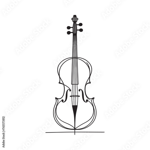 Cello one line. musical instrument cello in one solid line, graphic illustration