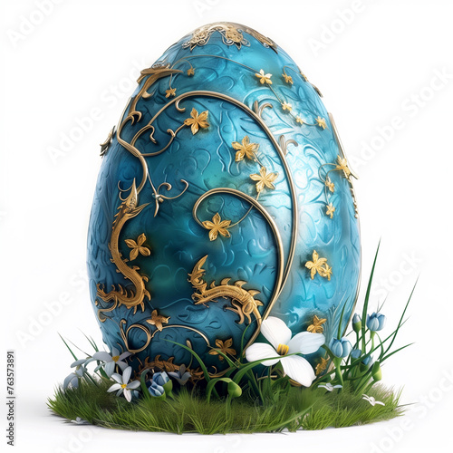 Blue with gold Easter egg