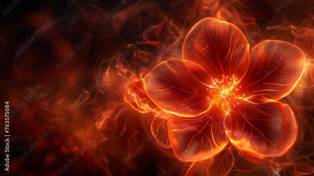 a close up of a red flower on a black background with red and orange swirls around the center of the flower. a close up of a red flower on a black background with red and orange swirls around the center of the flower.