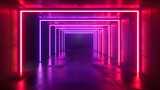Tunel neon abstrato na cor predominante rosa 