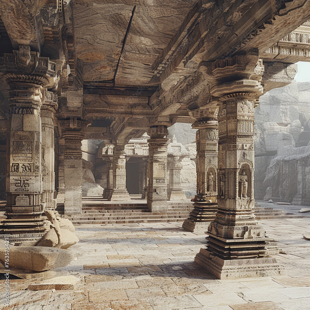 Ancient Temple Ruins: Detailed Architectural Photography