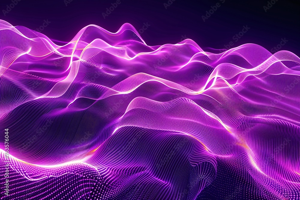 An abstract extravaganza of flowing neon waves in purple, creating a vibrant and dynamic backdrop that pulsates with energy