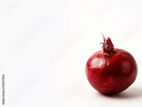 Fresh Whole Red Onion Isolated on White Background with Copy Space