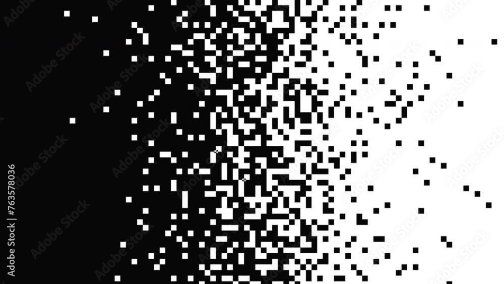 Animated pixelated gradient grunge background simple black and white background. Dissolve style. Loop 4k
