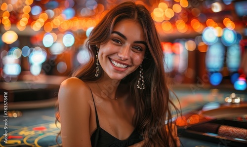 A happy girl is enjoying pl...