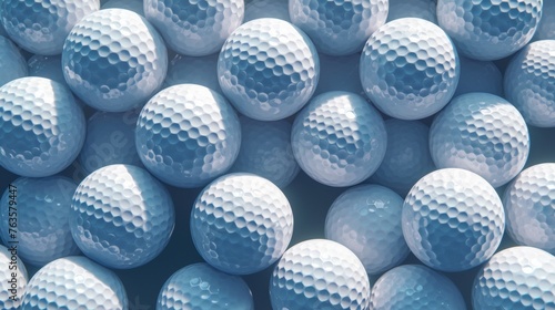 Seamless pattern of golf balls on blue background