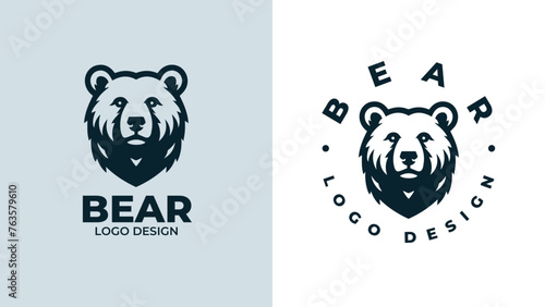 Bear head logo design, Bear head emblem design, vector illustration of bear hear for logo and emblem, bear face vector logo.