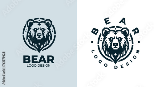 Bear head logo design, Bear head emblem design, vector illustration of bear hear for logo and emblem, bear face vector logo.