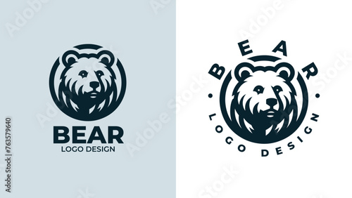 Bear head logo design, Bear head emblem design, vector illustration of bear hear for logo and emblem, bear face vector logo.