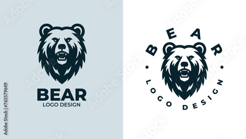 Bear head logo design, Bear head emblem design, vector illustration of bear hear for logo and emblem, bear face vector logo.