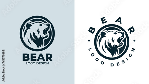 Bear head logo design, Bear head emblem design, vector illustration of bear hear for logo and emblem, bear face vector logo.
