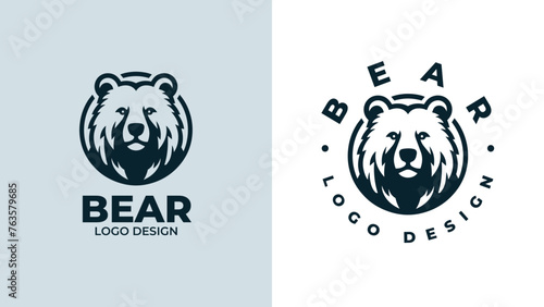 Bear head logo design, Bear head emblem design, vector illustration of bear hear for logo and emblem, bear face vector logo.