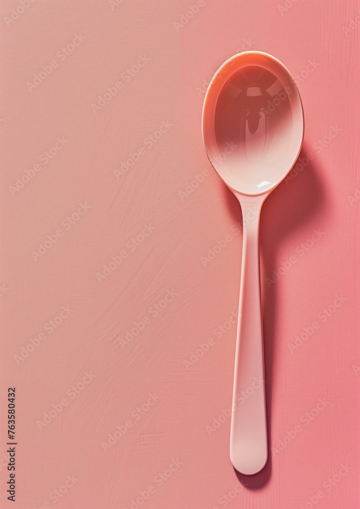 Elegant Coral Spoon on Textured Pink Background for Modern Kitchenware Concepts Elegant Coral Spoon on Textured Pink Background for Modern Kitchenware Concepts