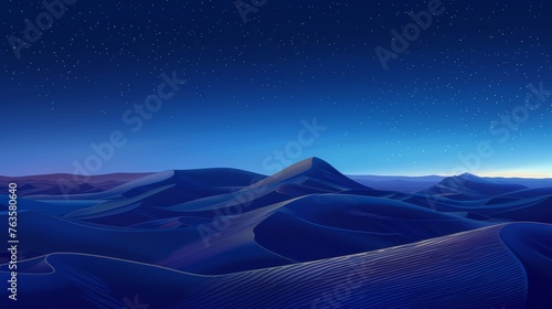 Serene nighttime desert landscape vector illustration