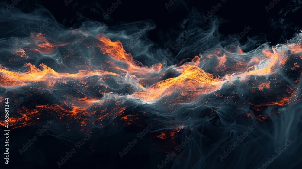 Mystical fiery smoke waves background