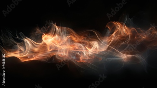 Abstract fiery smoke waves on black background