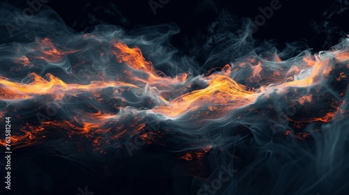 Mystical fiery smoke waves background