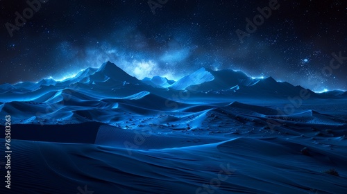 Midnight elegance: luminous stars and snowy peaks