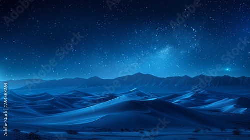 Serenity under starlit skies: majestic nighttime desert landscape