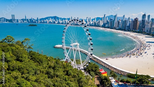 Balneário Camboriú-aerial landscape along the edge of Balneário Camboriú, north view, SC