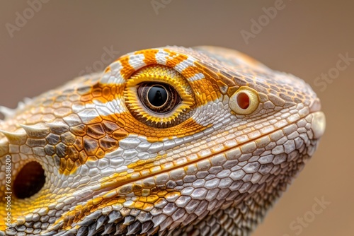 Close-up Portrait of a Bearded Dragon with Vivid Textures and Colors