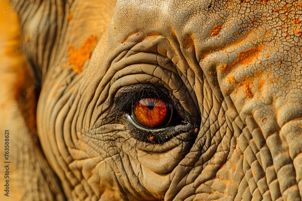 Close-up View of African Elephant Eye, Detailed Texture of Elephant Skin in Natural Habitat Close-up View of African Elephant Eye, Detailed Texture of Elephant Skin in Natural Habitat