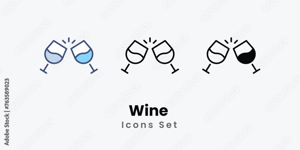 Wine icons thin line and glyph vector icon stock illustration