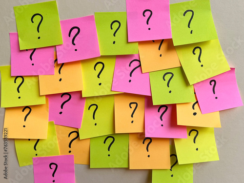 Colorful Sticky notes with questions 