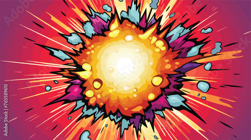 Comic BOOM explosion bubbles with round bomb cartoon