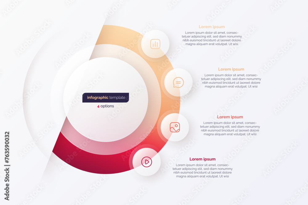 Vectro gradient four option cycle infographic chart - obrazy, fototapety, plakaty 