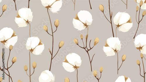 Cotton flower seamless pattern. Organic flowers.  #763590200