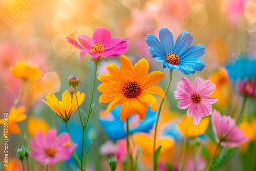 Colorful flowers blooming in the grass © Iryna