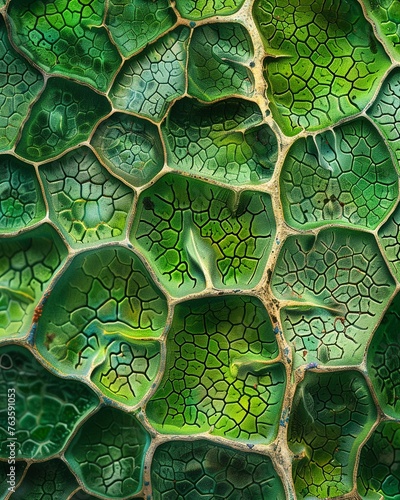 Capture the intricate beauty of plant microstructures from a birds-eye view Showcase the smallest details and their biological significance in a visually striking and informative composition photo