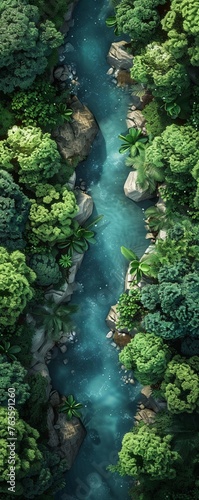 Craft a visually stunning scene portraying a river surrounded by lush greenery  embodying the concept of bestowing legal and ethical rights upon natural entities Use vibrant colors and intricate detai