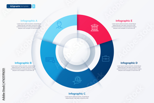 Five option cycle infographic chart. Vector illustration