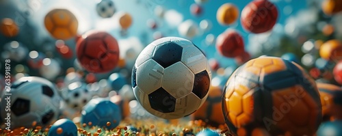 Elevate our sports balls that defy gravity by portraying them in a unique worms-eye view perspective Craft visuals that instill a sense of wonder and excitement as the balls appear to float effortless