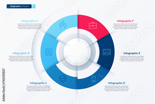 Six option cycle infographic chart. Vector illustration