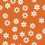 Seamless vector daisy flowers pattern background