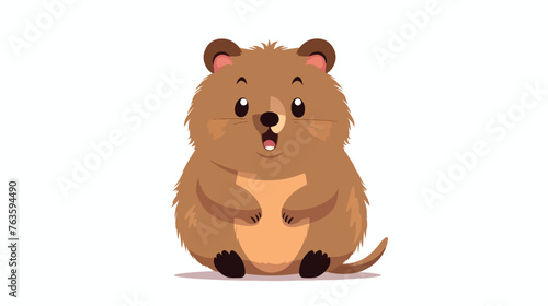 Cute fluffy quokka - cartoon flat vector illustrati