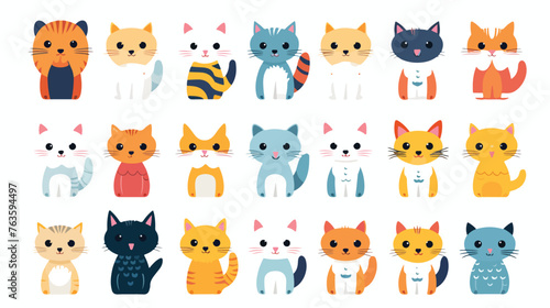 cute funny colorful cats flat style vector 