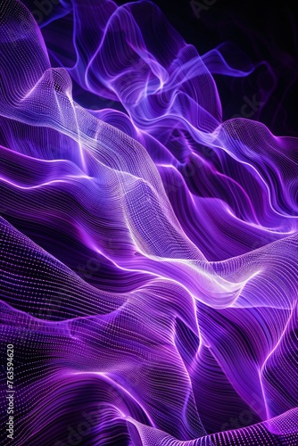 An abstract extravaganza of flowing neon waves in purple, creating a vibrant and dynamic backdrop that pulsates with energy © New Robot