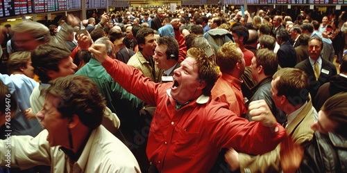 A busy stock exchange with ...