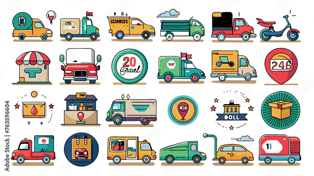 Delivery track logo, Merchandise icon in flat style Delivery track logo, Merchandise icon in flat style