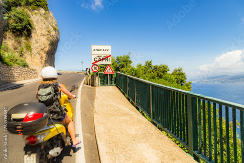 Motorcycle in Capri.Capri Island, Italy, Europe photo