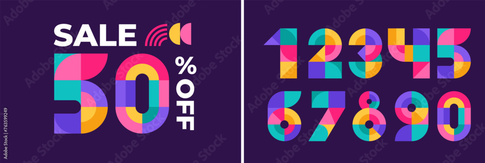 Fototapeta premium Sale and Discount Banner. Geometric modern style promotion advertising. Discount offer price tag. Special offer sale