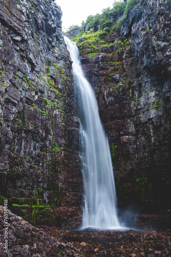 The waterfall Njupesk  r in Fulufj  llets national park