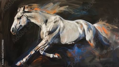 Dynamic Equine Art  Abstract Brush Strokes on Canvas Horse
